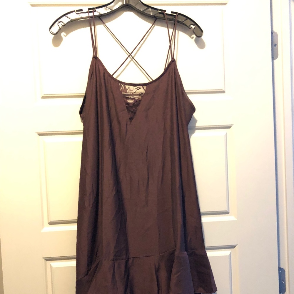 Crossed Spaghetti Strap Silk Dress